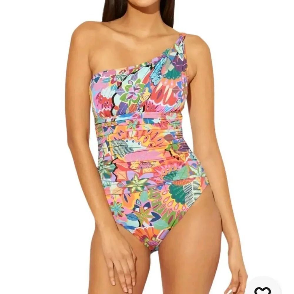 Blue Rod Beattie Make it Pop One Shoulder Swimsuit 12